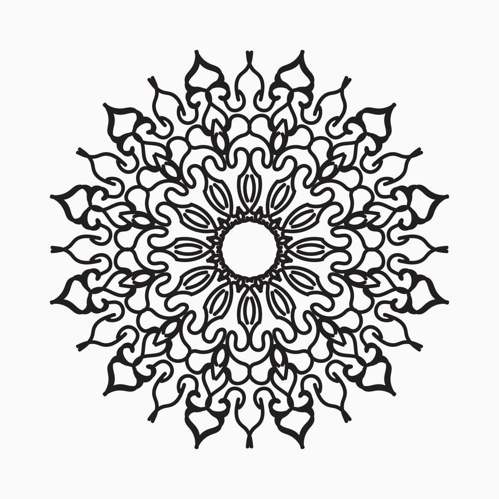 motivo circolare a forma di mandala con fiore per la decorazione del tatuaggio mandala all'henné. vettore