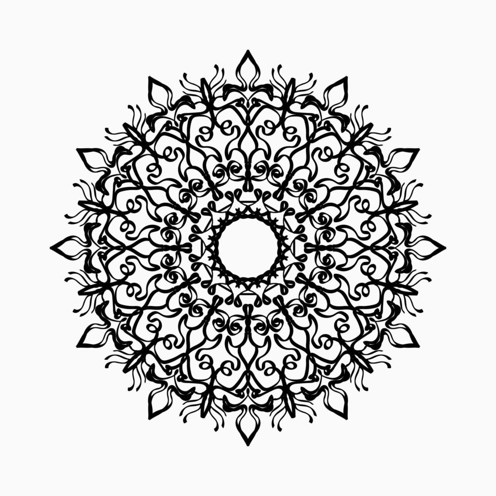 motivo circolare a forma di mandala con fiore per la decorazione del tatuaggio mandala all'henné. vettore
