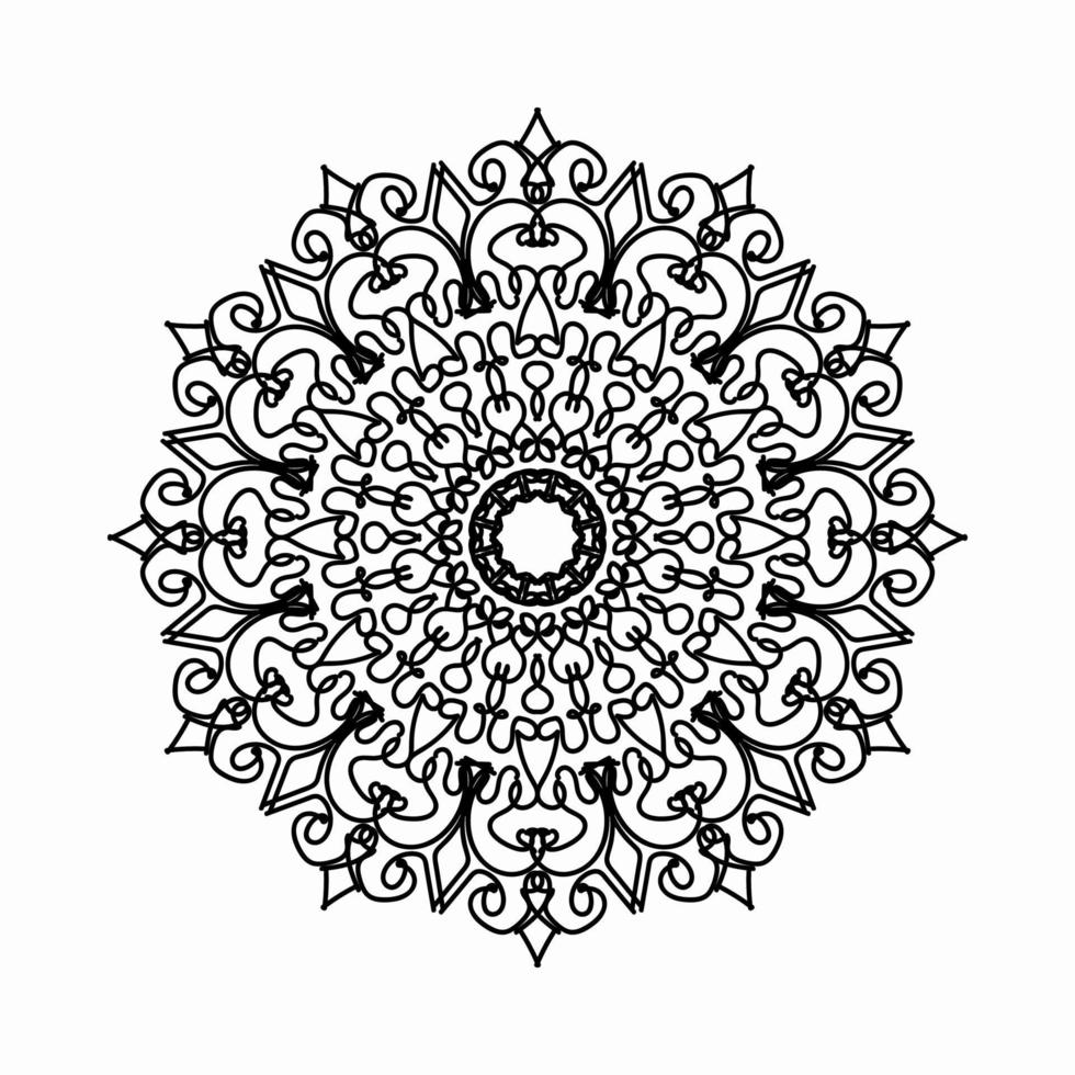 motivo circolare a forma di mandala con fiore per la decorazione del tatuaggio mandala all'henné. vettore