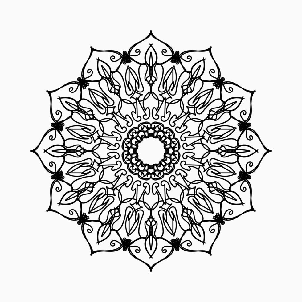motivo circolare a forma di mandala con fiore per la decorazione del tatuaggio mandala all'henné. vettore