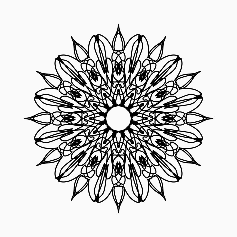 motivo circolare a forma di mandala con fiore per la decorazione del tatuaggio mandala all'henné. vettore