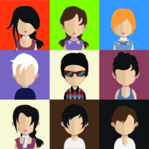 Set di avatar colorati di personaggi vettore