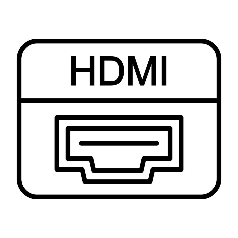 icona della linea della porta hdmi vettore