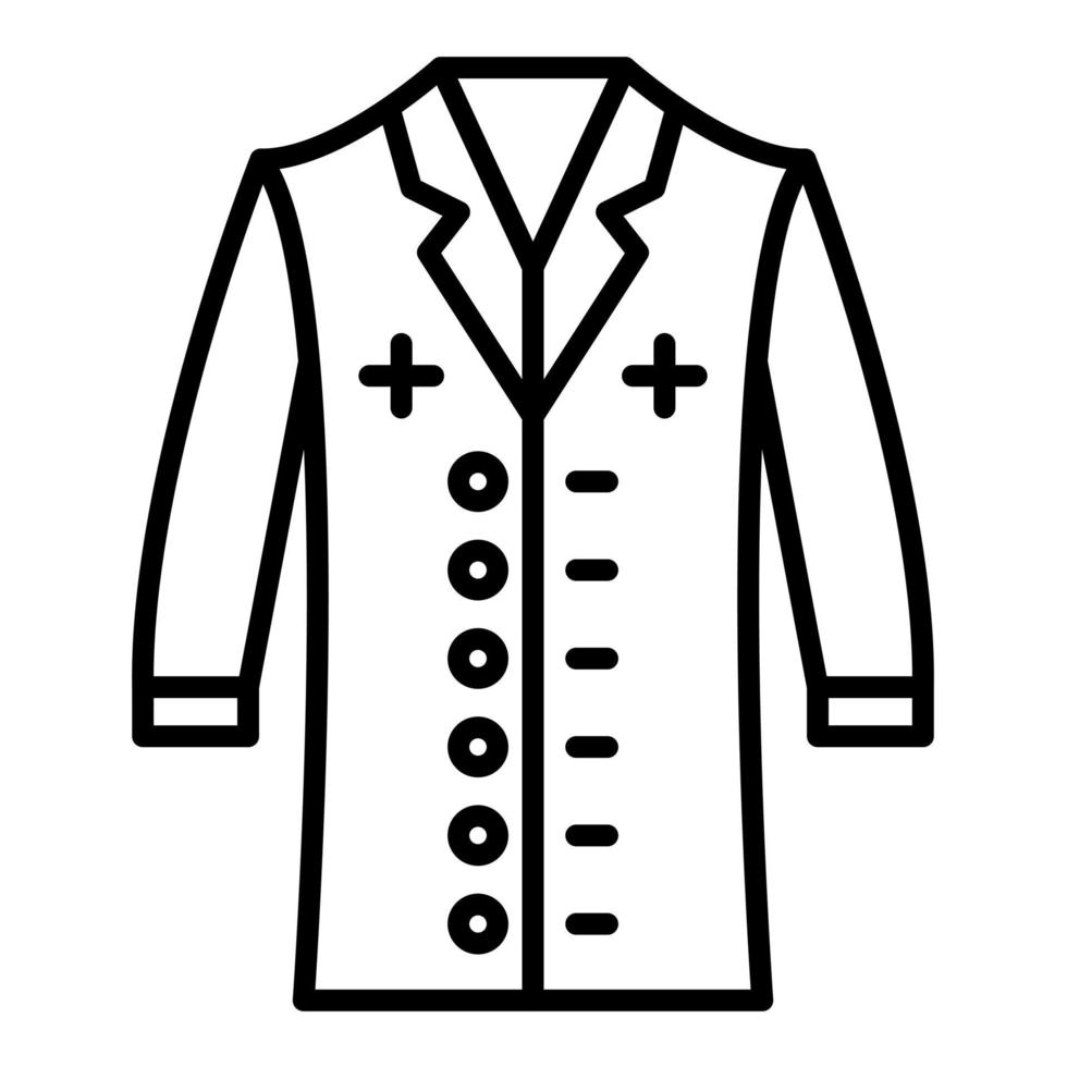 icona della linea del camice da dottore vettore