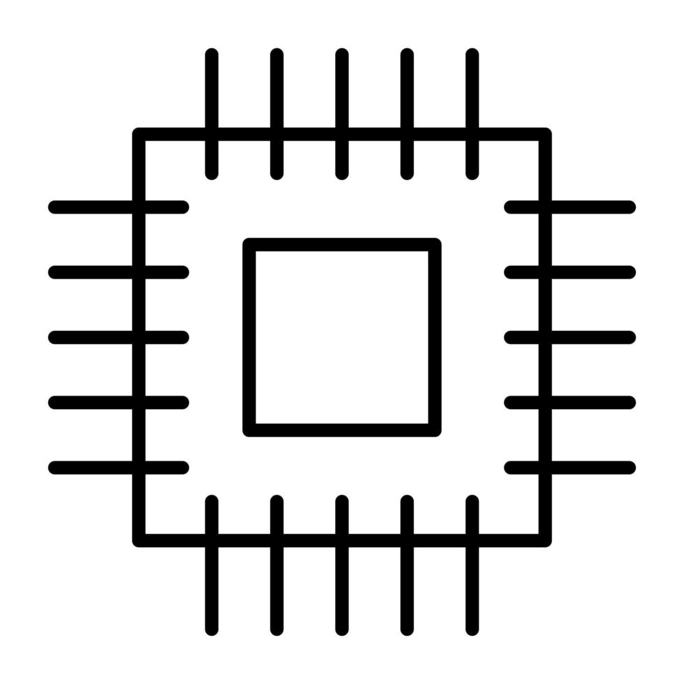 icona della linea del microprocessore vettore