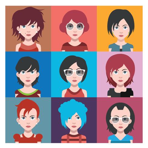 Set di avatar colorati di personaggi vettore