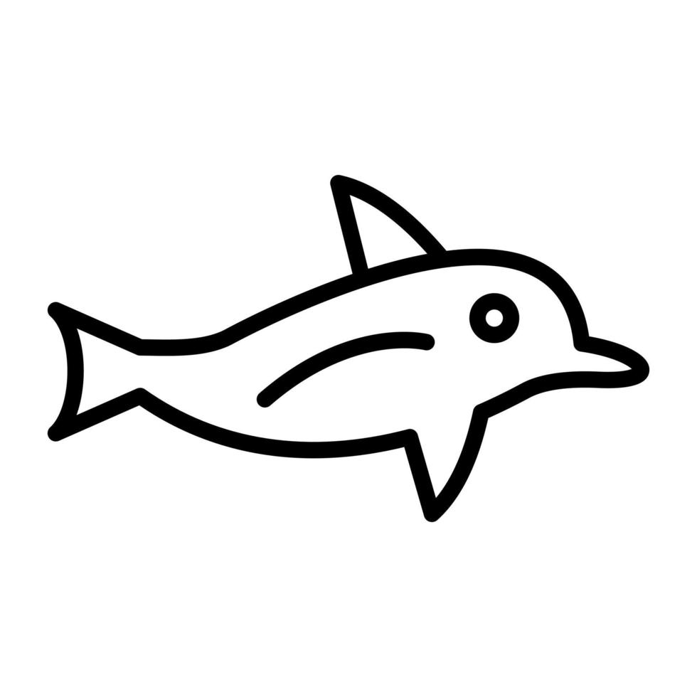 icona della linea del delfino vettore