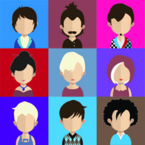 Set di avatar colorati di personaggi vettore