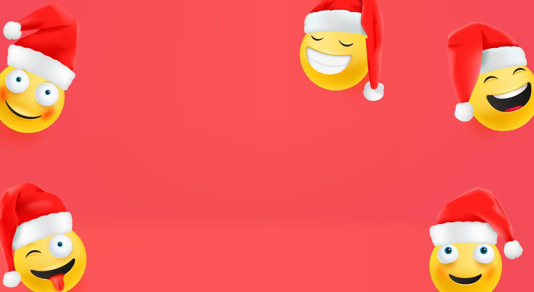 cornice di emoji di Natale. banner vettoriale con spazio di copia