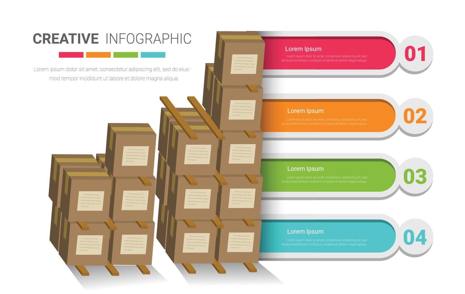 box in infografica di magazzino per la logistica. vettore