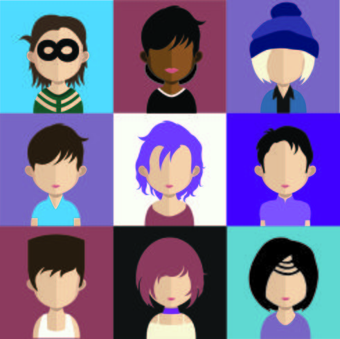 Set di avatar colorati di personaggi vettore