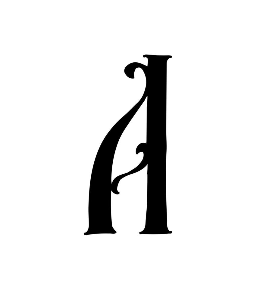 lettera latina. vettore. logo per l'azienda. icona per il sito. lettera separata dall'alfabeto. stile gotico neo-russo antico dei secoli 17-19. vettore