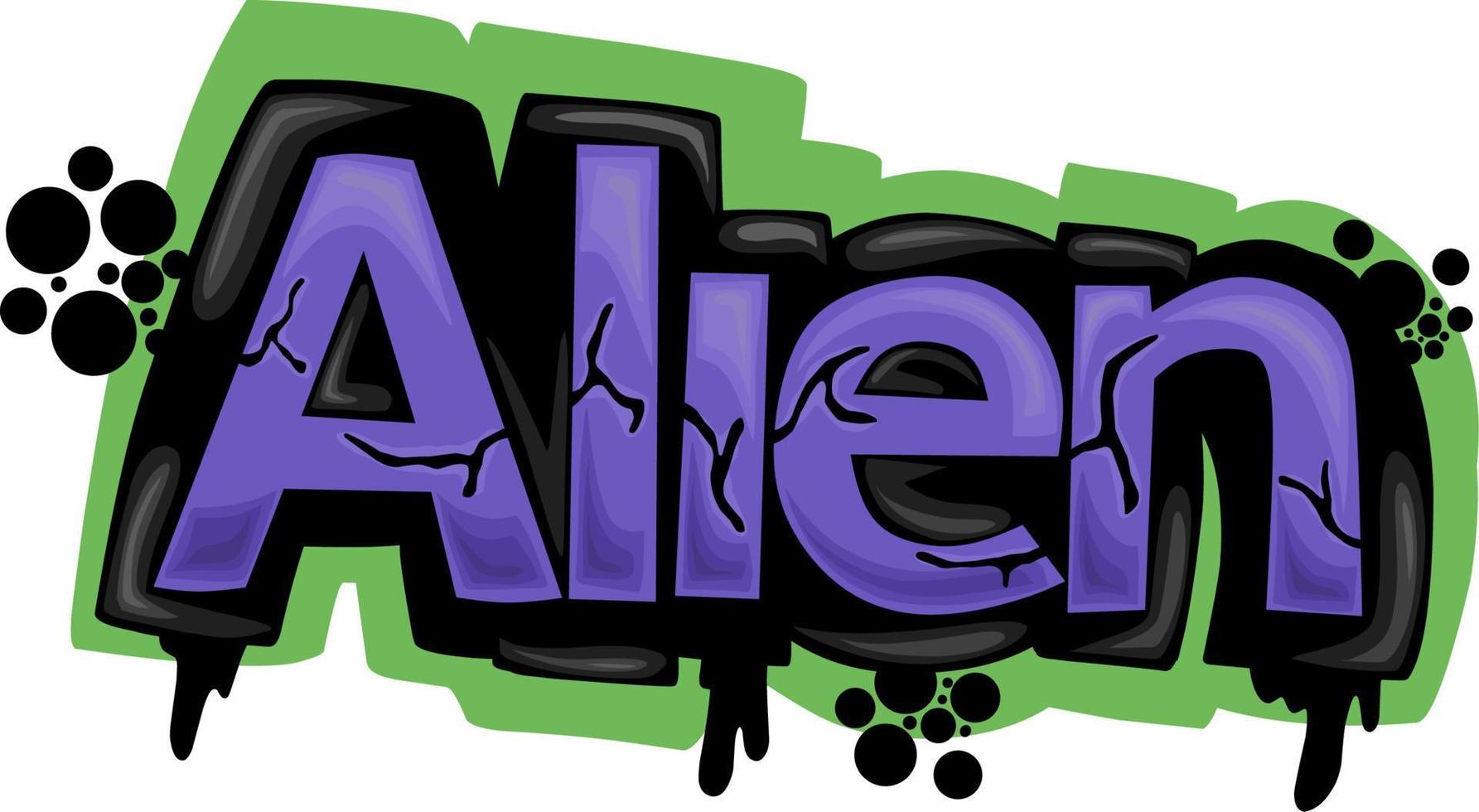 fantastico disegno di graffiti con scritte aliene vettore
