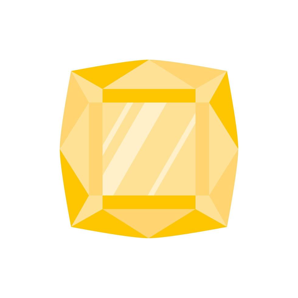 pietra preziosa o gemma quadrata gialla. vettore