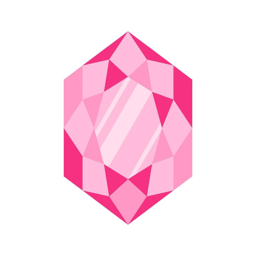 pietra preziosa o gemma esagonale rosa. vettore