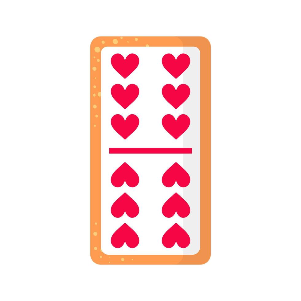 Domino sei per sei cuori biscotto osseo con cuore per San Valentino o matrimonio. vettore