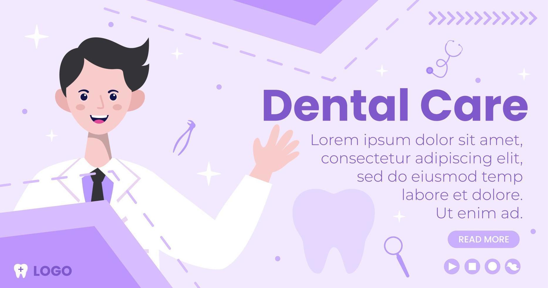 post di illustrazione di design piatto dentale modificabile di sfondo quadrato adatto per social media, feed, cartoline, saluti e annunci web su Internet vettore