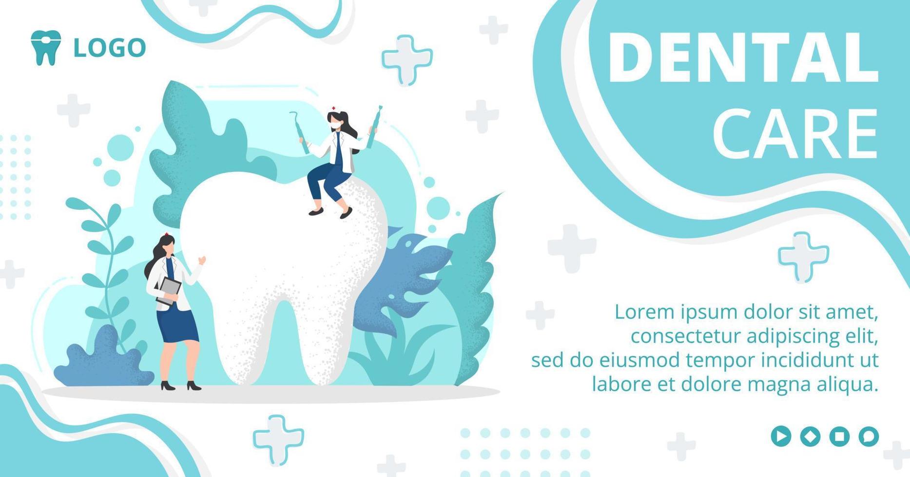 post di illustrazione di design piatto dentale modificabile di sfondo quadrato adatto per social media, feed, cartoline, saluti, stampa e annunci internet web vettore