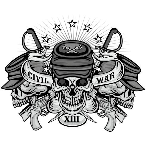 emblema della guerra civile con teschio vettore