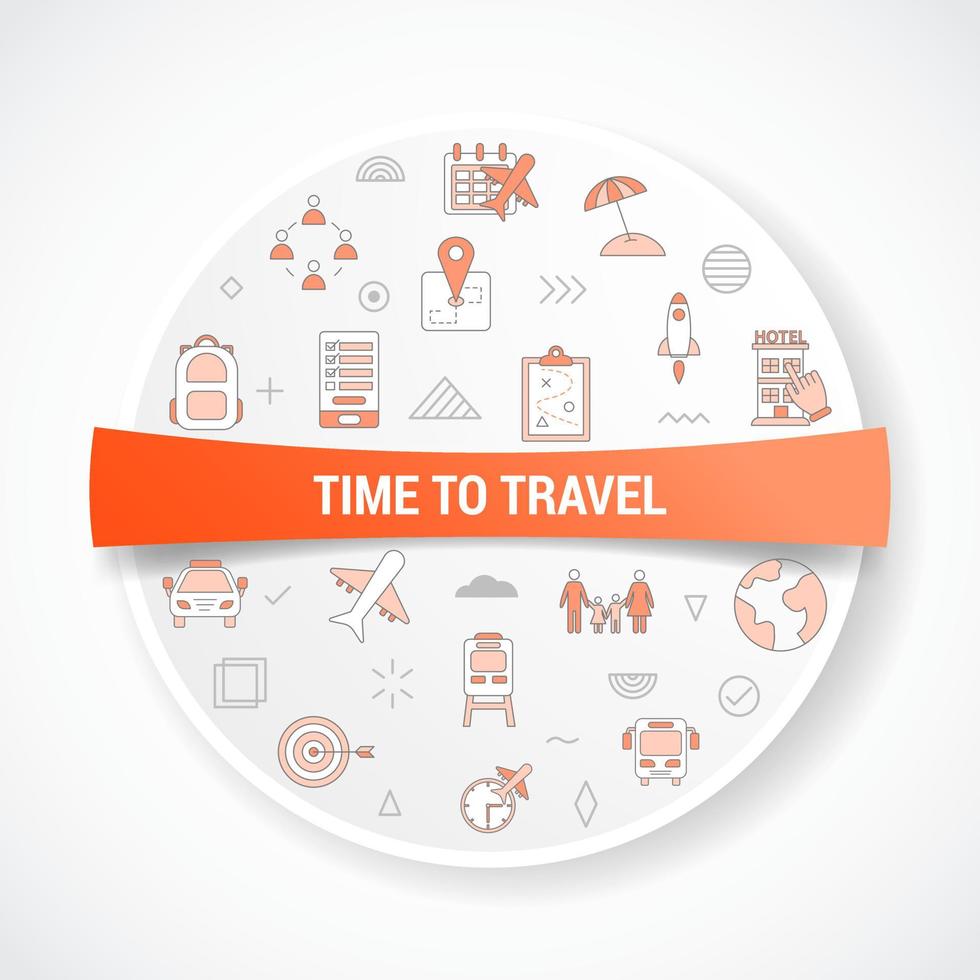 concetto di tempo per viaggiare con il concetto di icona con forma rotonda o circolare vettore
