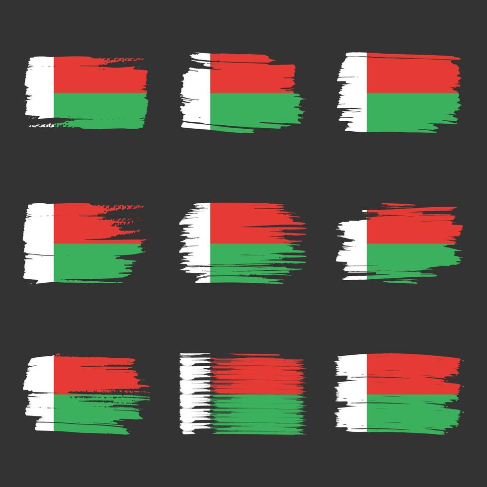 bandiera del madagascar pennellate dipinte vettore