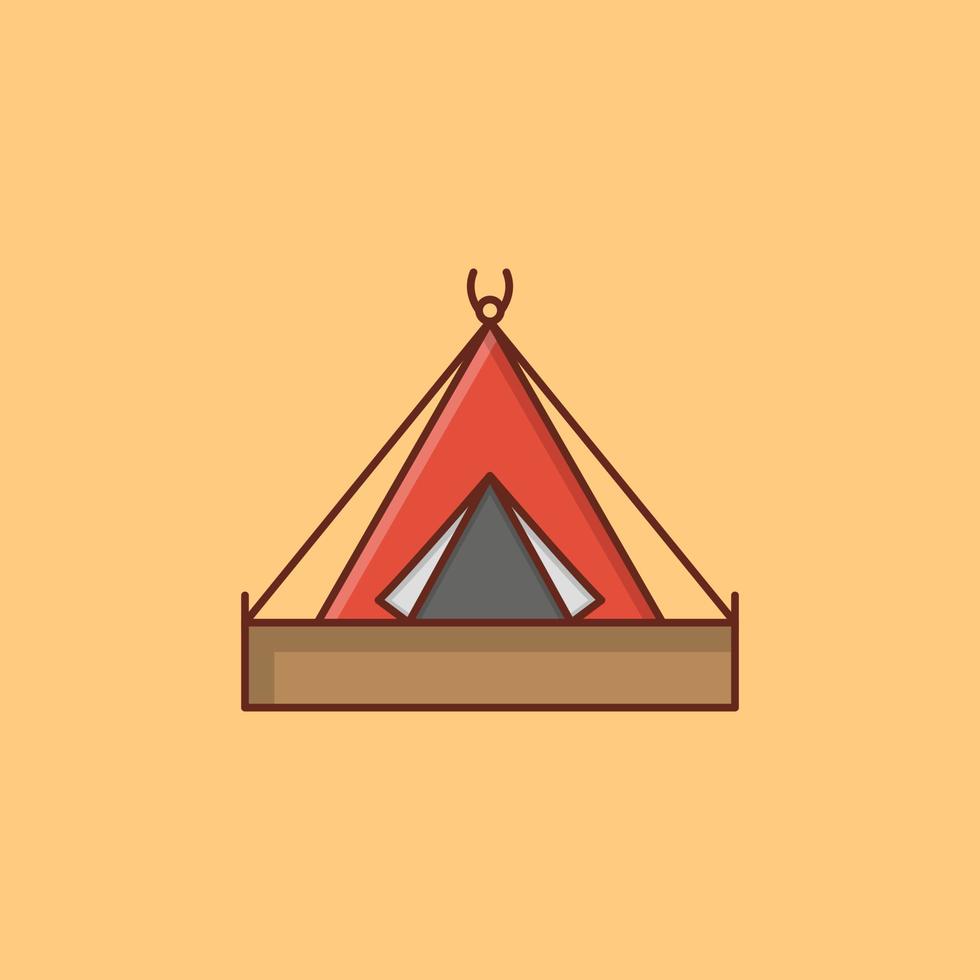 icona della linea di colore della tenda vettore