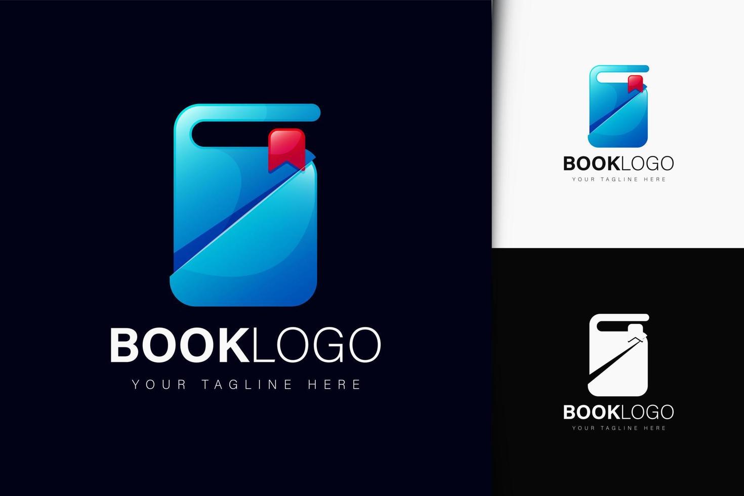 design del logo del libro con gradiente vettore