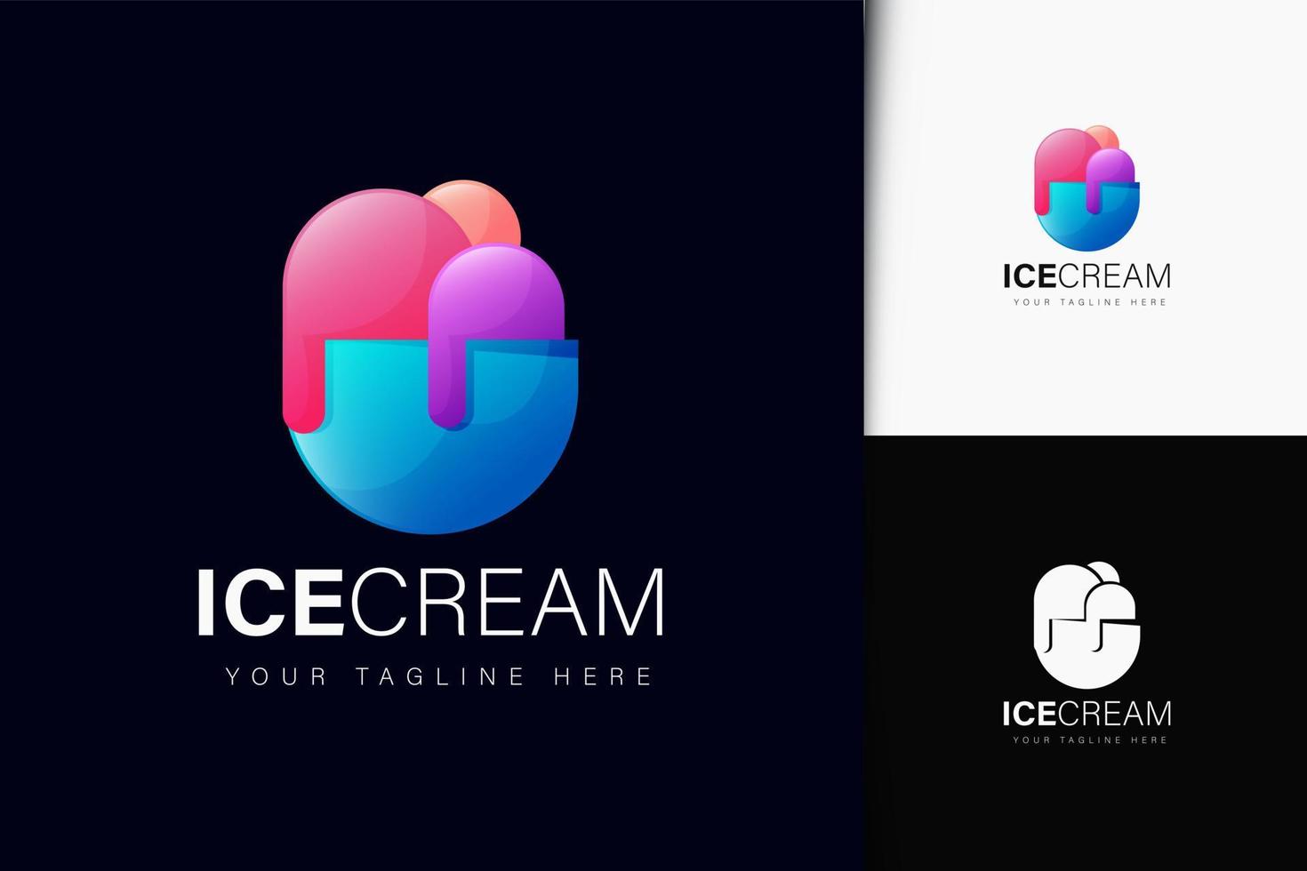 design del logo del gelato con gradiente vettore