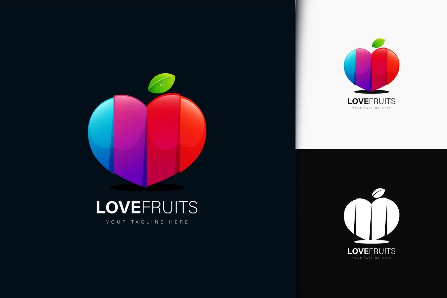 amo il design del logo della frutta con gradiente vettore