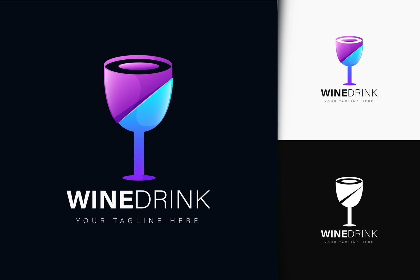 design del logo della bevanda del vino con gradiente vettore