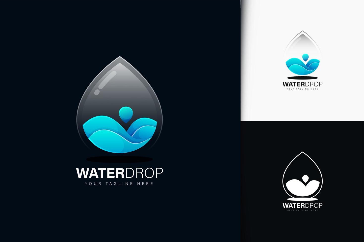 design del logo goccia d'acqua con gradiente vettore