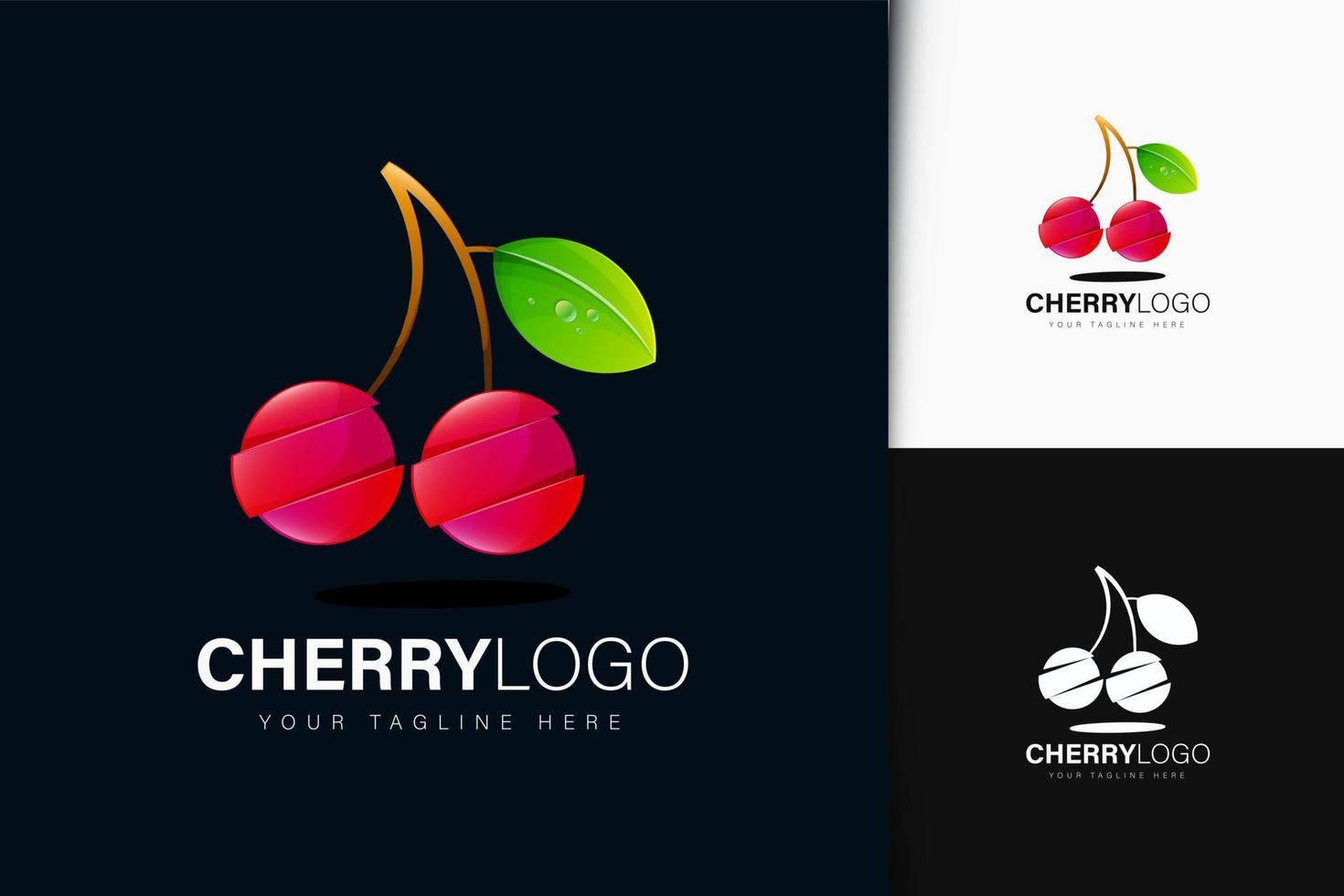 design del logo ciliegia con sfumatura vettore