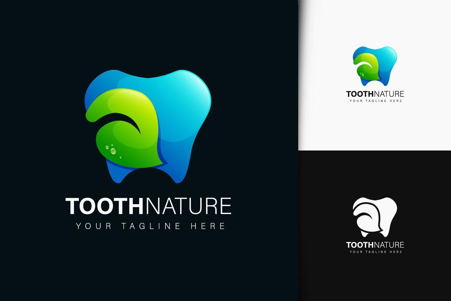 design del logo della natura del dente con gradiente vettore