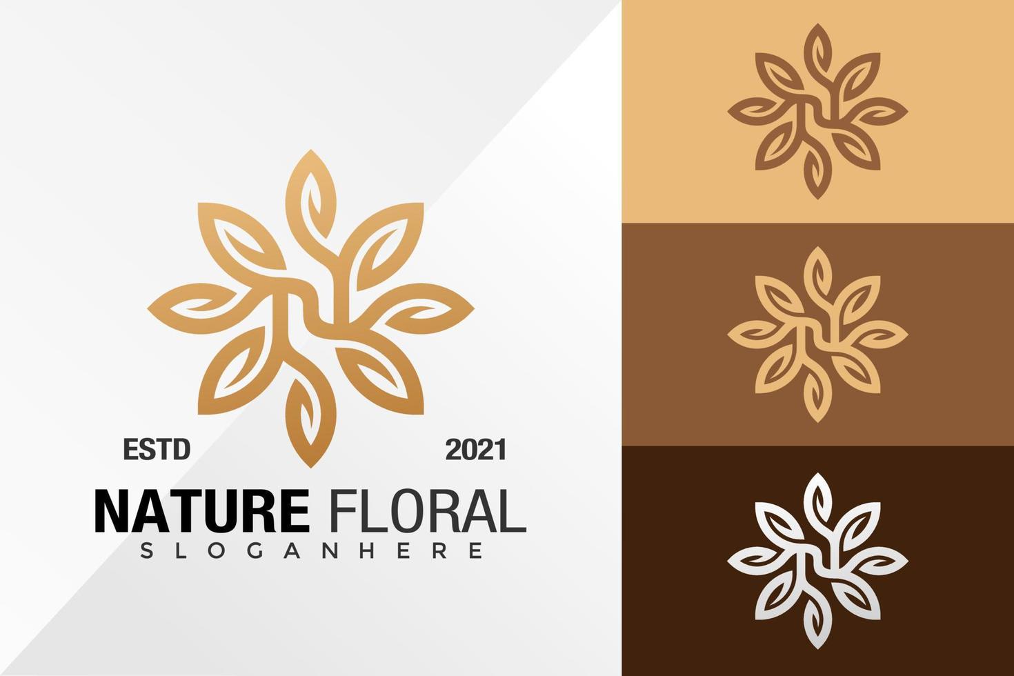 natura floreale lettera h logo design template vettoriale