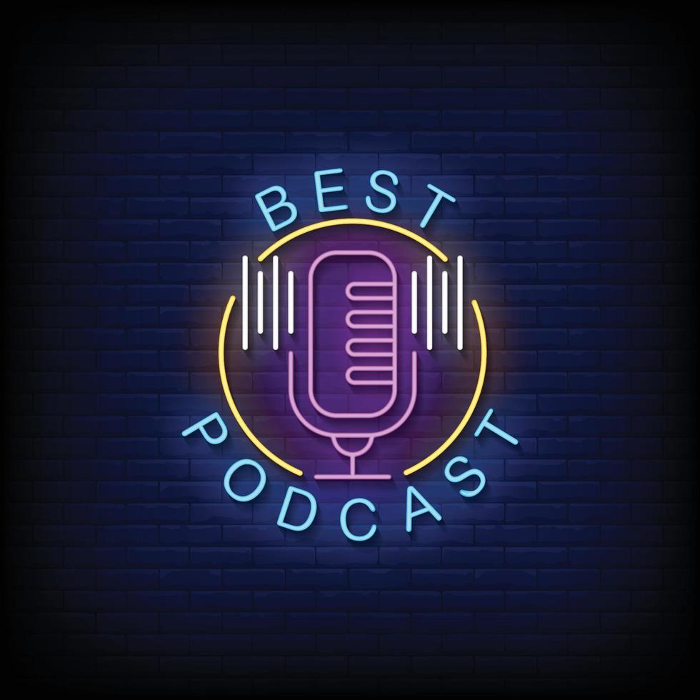 miglior vettore di testo in stile insegne al neon podcast