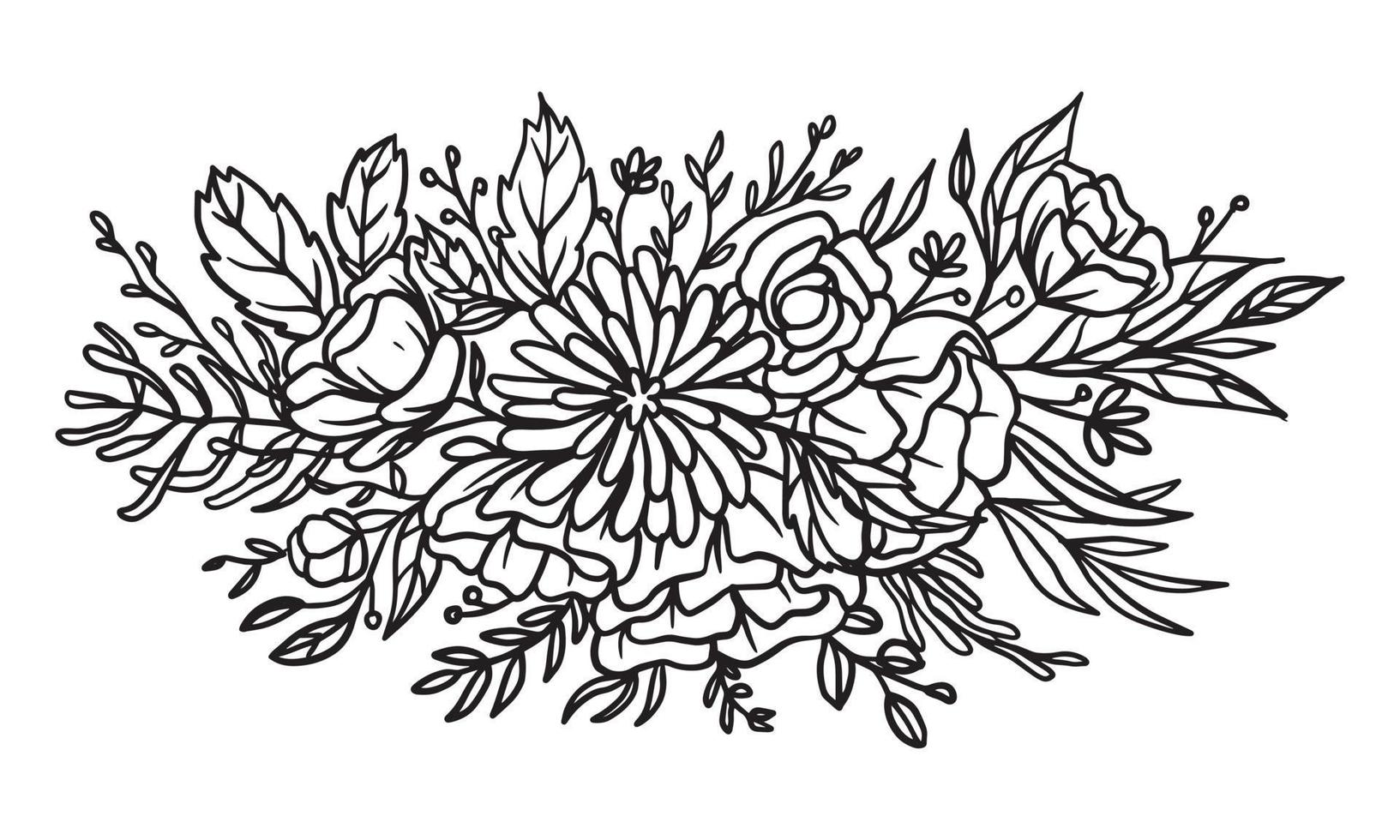 bellissime illustrazioni disegnate a mano con bouquet di fiori. elementi floreali vettoriali per un design romantico e nuziale.