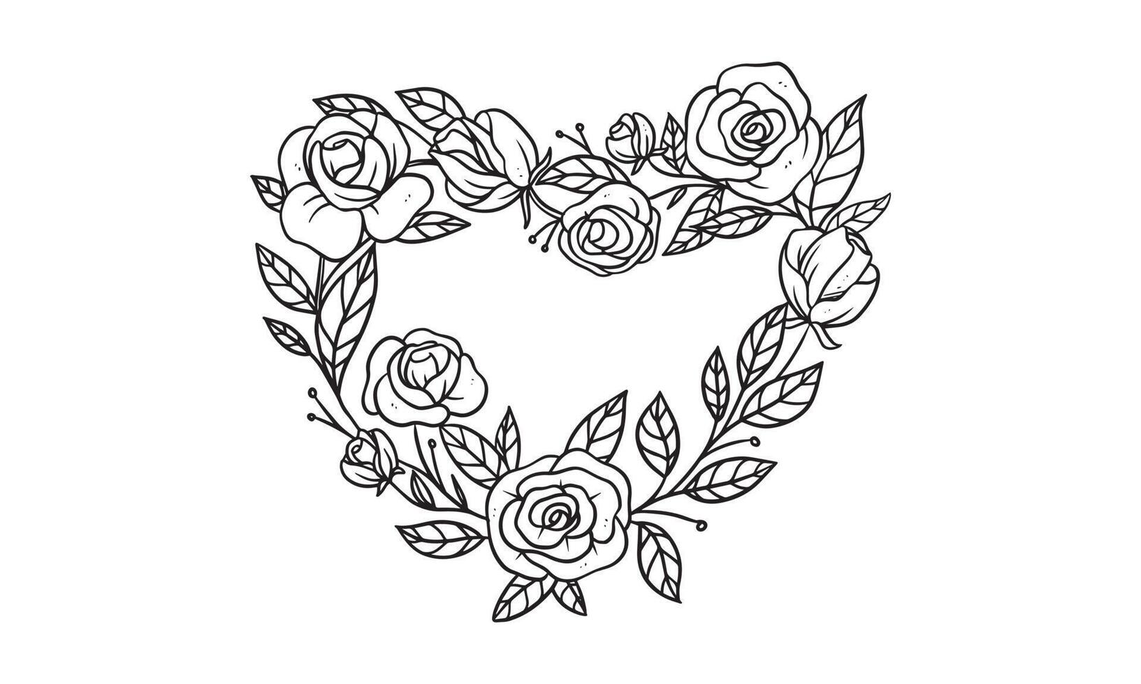 composizione di rose per la progettazione di inviti di nozze, piante e fiori per un'elegante cornice per lettere, illustrazione vettoriale disegnata a mano per un design romantico e vintage