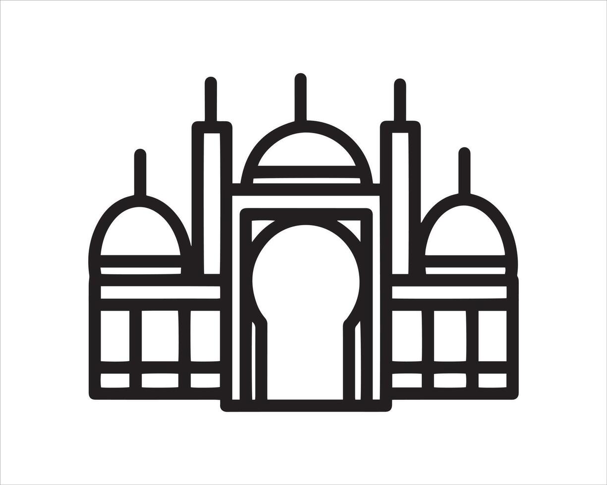 jama masjid di delhi line art icon. utilizzare per eventi islamici come ramadan kareem e eid mubarak o per risorse di pittogrammi. vettore di arte di linea della moschea per segno, simbolo, icona o logo islamico