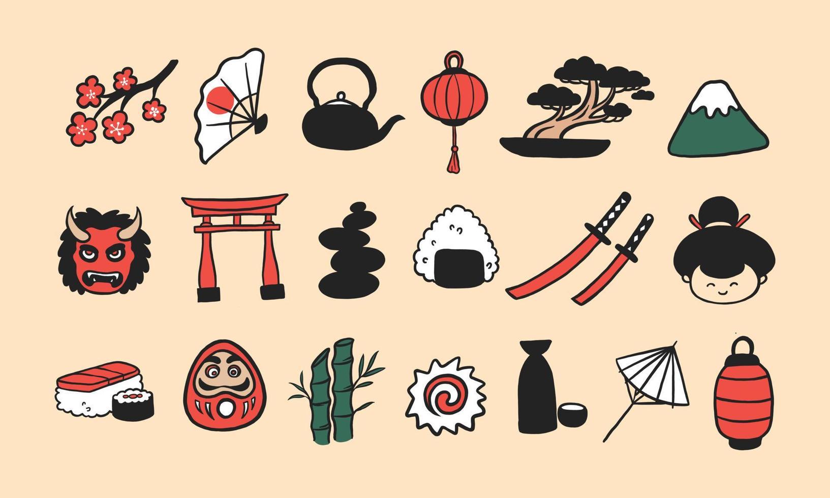 illustrazione vettoriale icona carina con emozione facciale. smiley e allegro cartone animato cibo giapponese in grafica vettoriale. illustrazione di cibo kawaii.