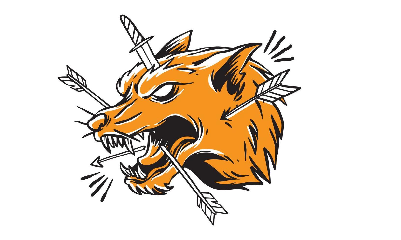 illustrazione di lupo vettoriale colorato per il design di t-shirt