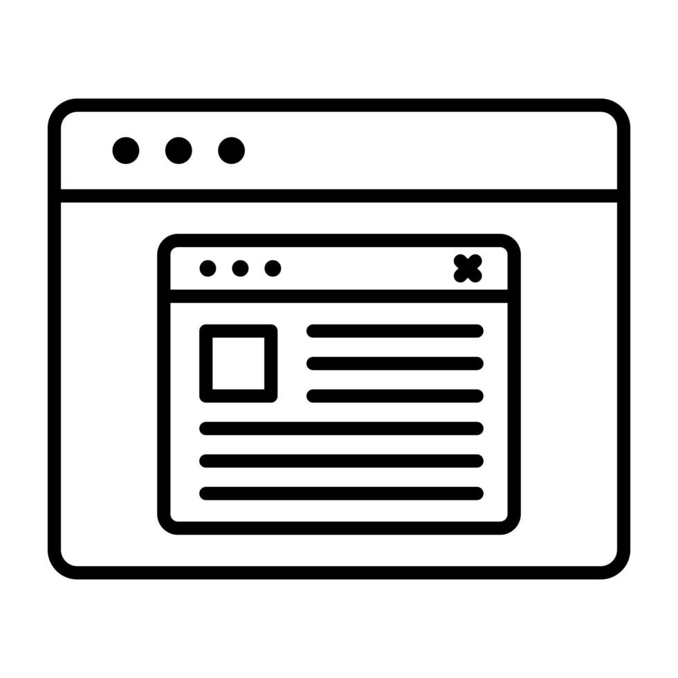 icona della linea pop-up del browser vettore