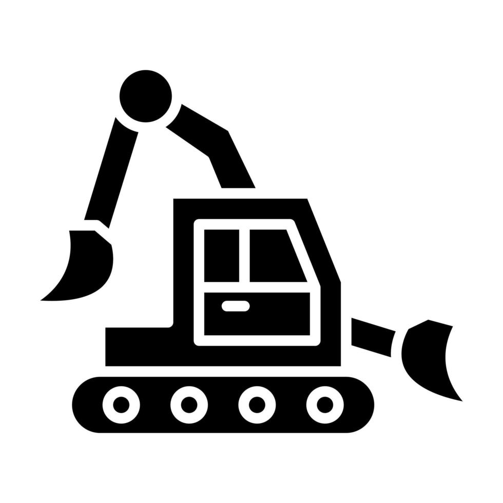 icona del glifo con l'escavatore a cucchiaia rovescia vettore
