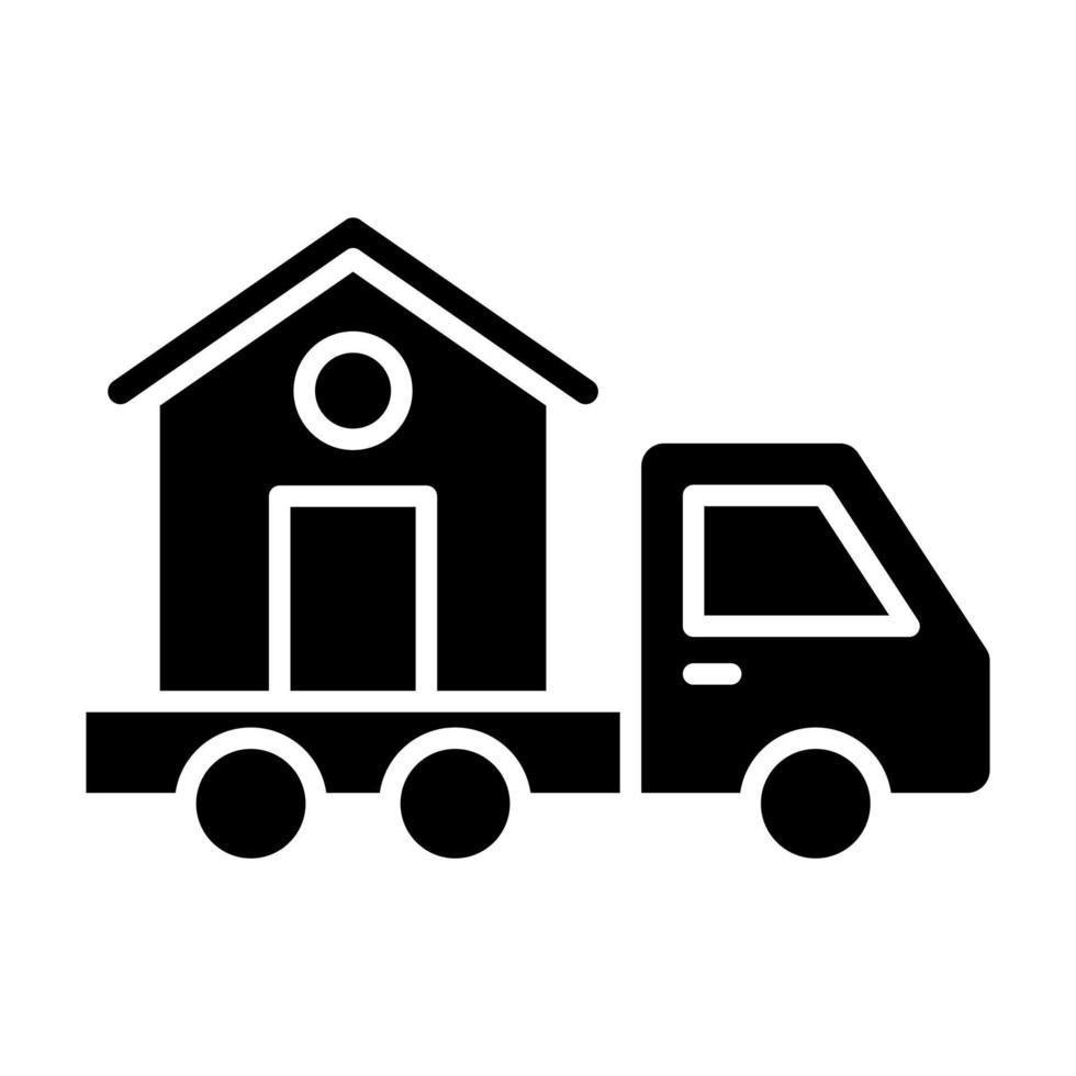 icona del glifo con il trasferimento della casa vettore