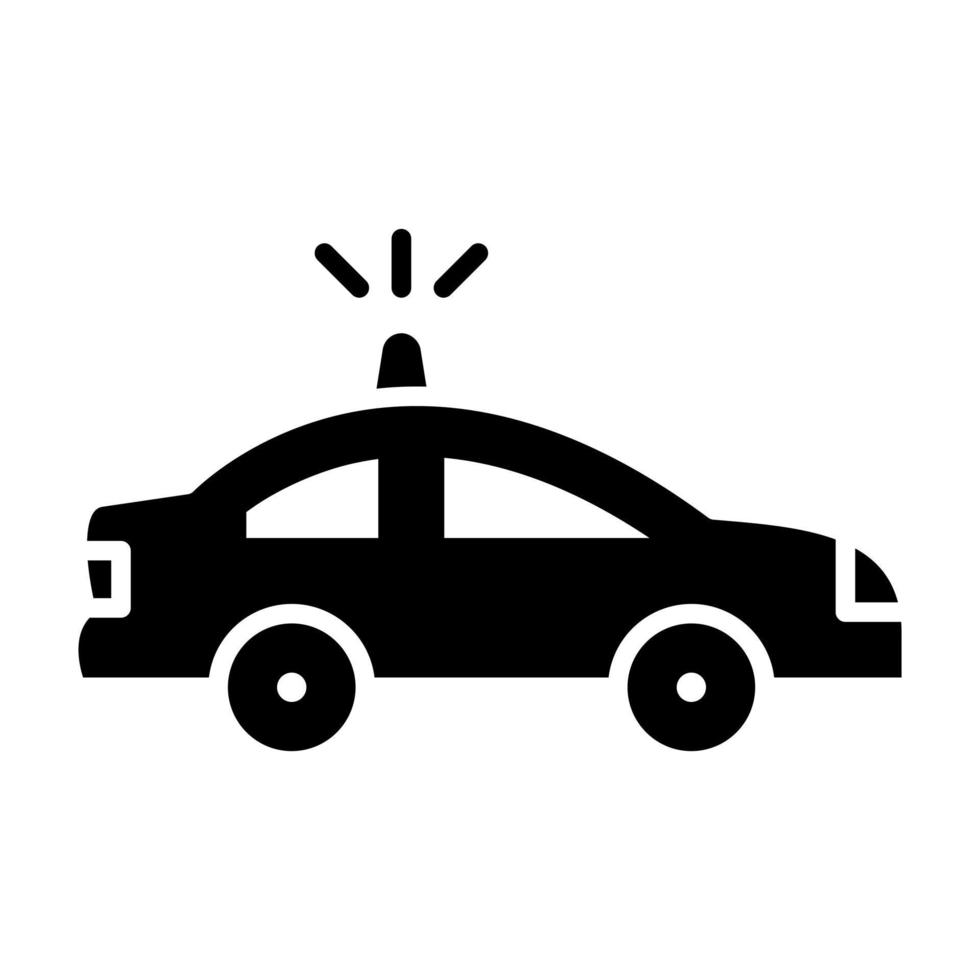 icona del glifo con auto della polizia vettore