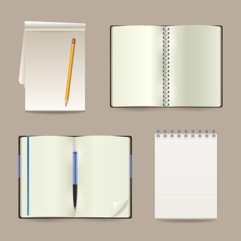Set realistico di notebook vettore