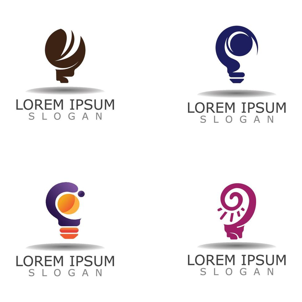 lampadina logo intelligente idea design del simbolo colorato digitale e icona lampada vettore