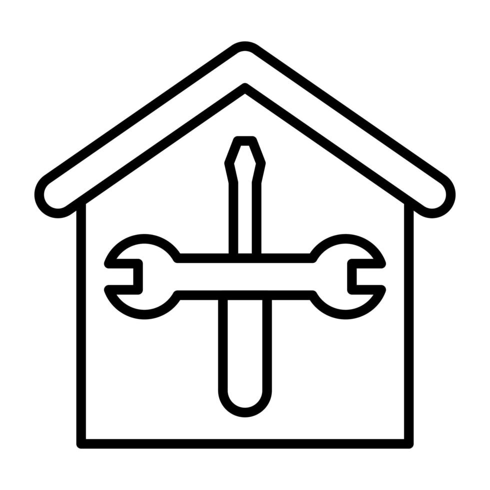 icona della linea di ristrutturazione della casa vettore