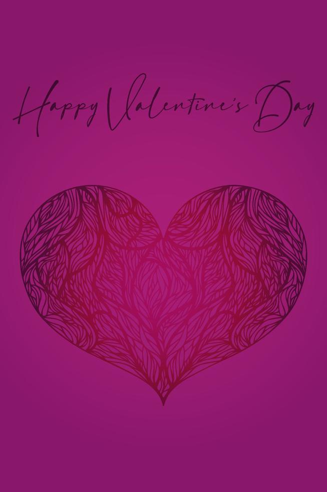 opuscolo di volantino di invito banner biglietto di auguri di San Valentino. delicato stile ricco femminile. a forma di cuore fucsia e scritte alla moda minimalista vettore