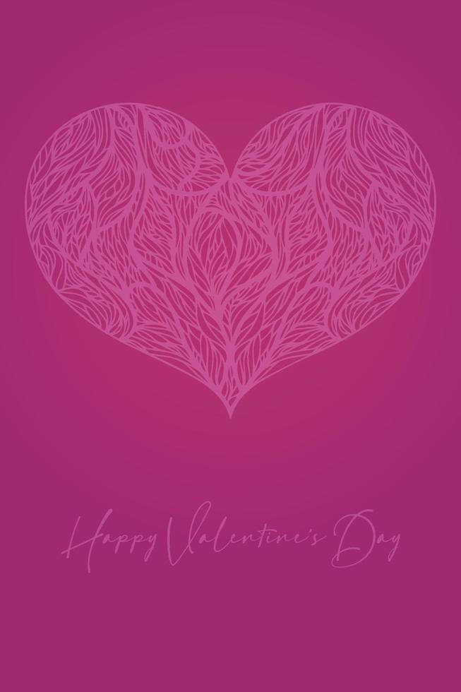 opuscolo di volantino di invito banner biglietto di auguri di San Valentino. delicato stile ricco femminile. a forma di cuore fucsia e scritte alla moda minimalista vettore