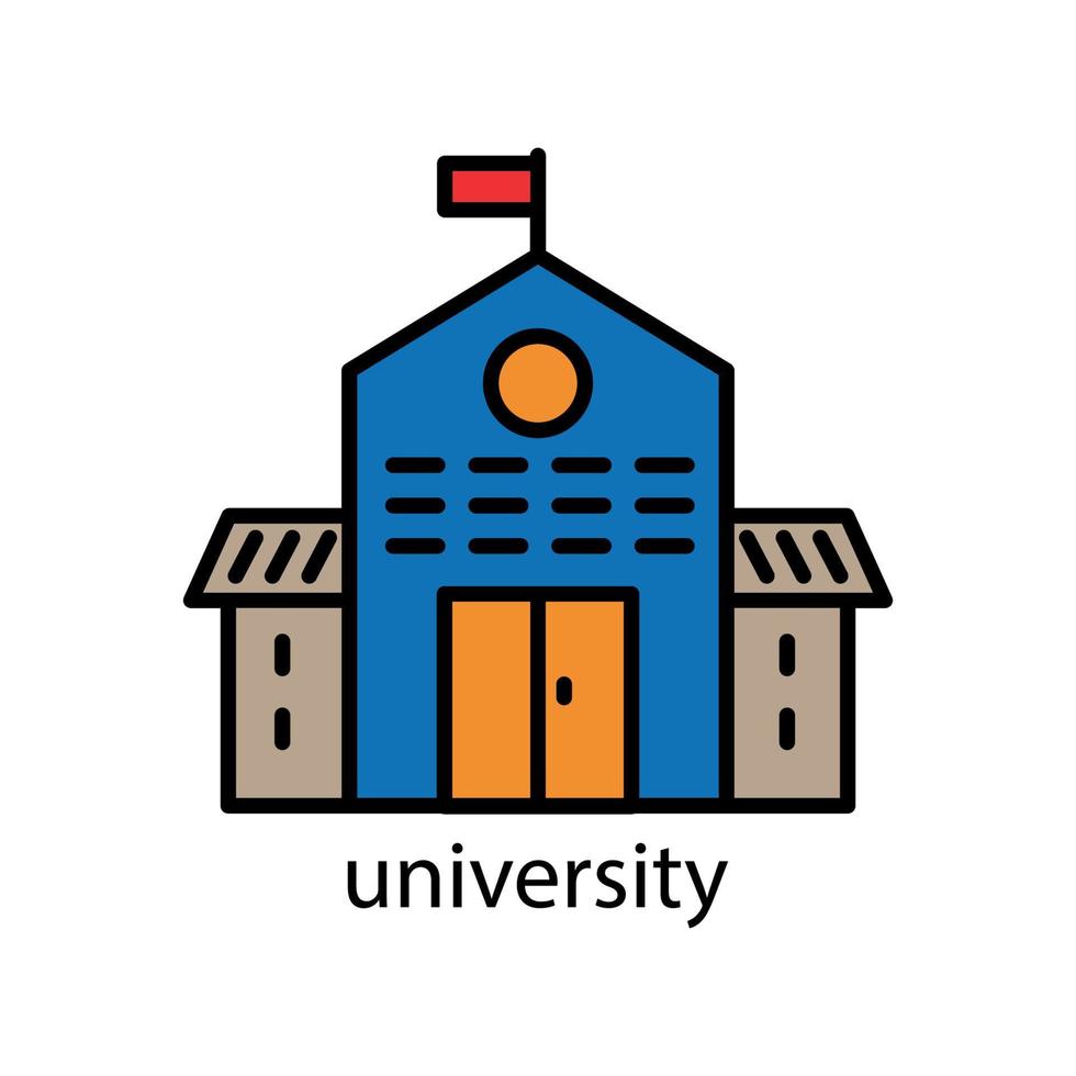 icona di colore lineare edificio universitario. tratto modificabile. modello di disegno vettoriale